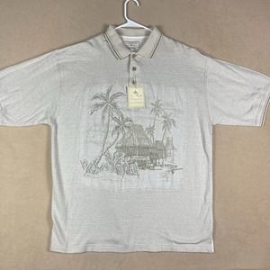 Clearwater Mens XL Polo Shirt Oversized‎ Hawaiian Print Relaxed Fit NWT
